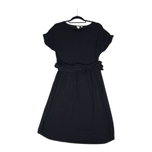 Gap Knee Length Wrap Dress Short Sleeve Womens Size Medium Black Stretch